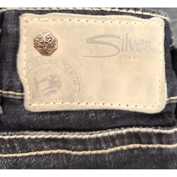 Silver Jeans Co Suki Bermuda Shorts W31/L11 Womens Dark Wash Stretch Distressed - Picture 3 of 16